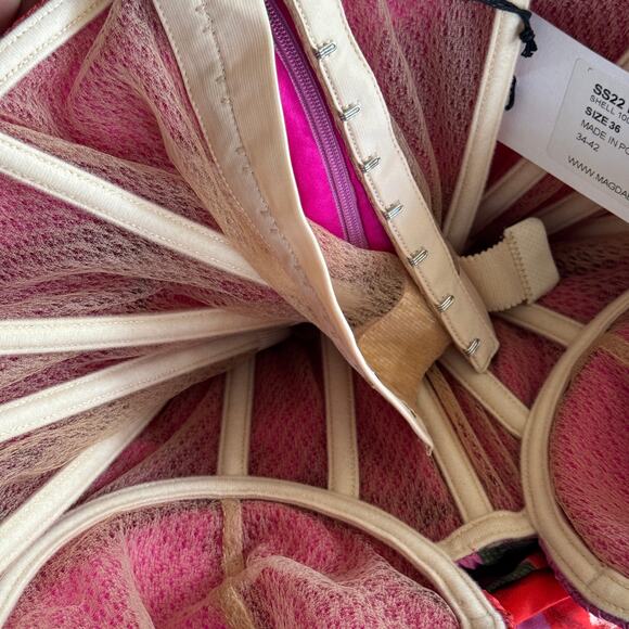 Magda Butrym Strapless Pleated Silk Mini Dress Pink‎ Floral Size FR 36 US 4 NWT - Picture 8 of 10